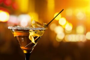 cocktail with a soft focus background